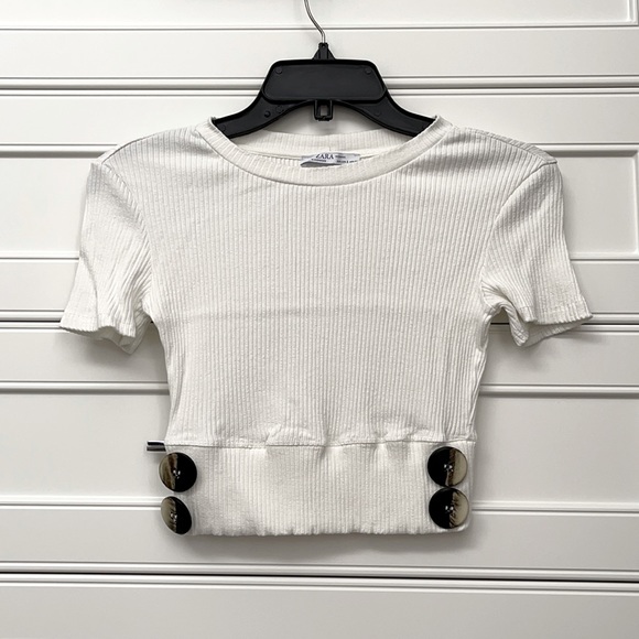 Zara Knit Crop Top with Buttons - Picture 1 of 5